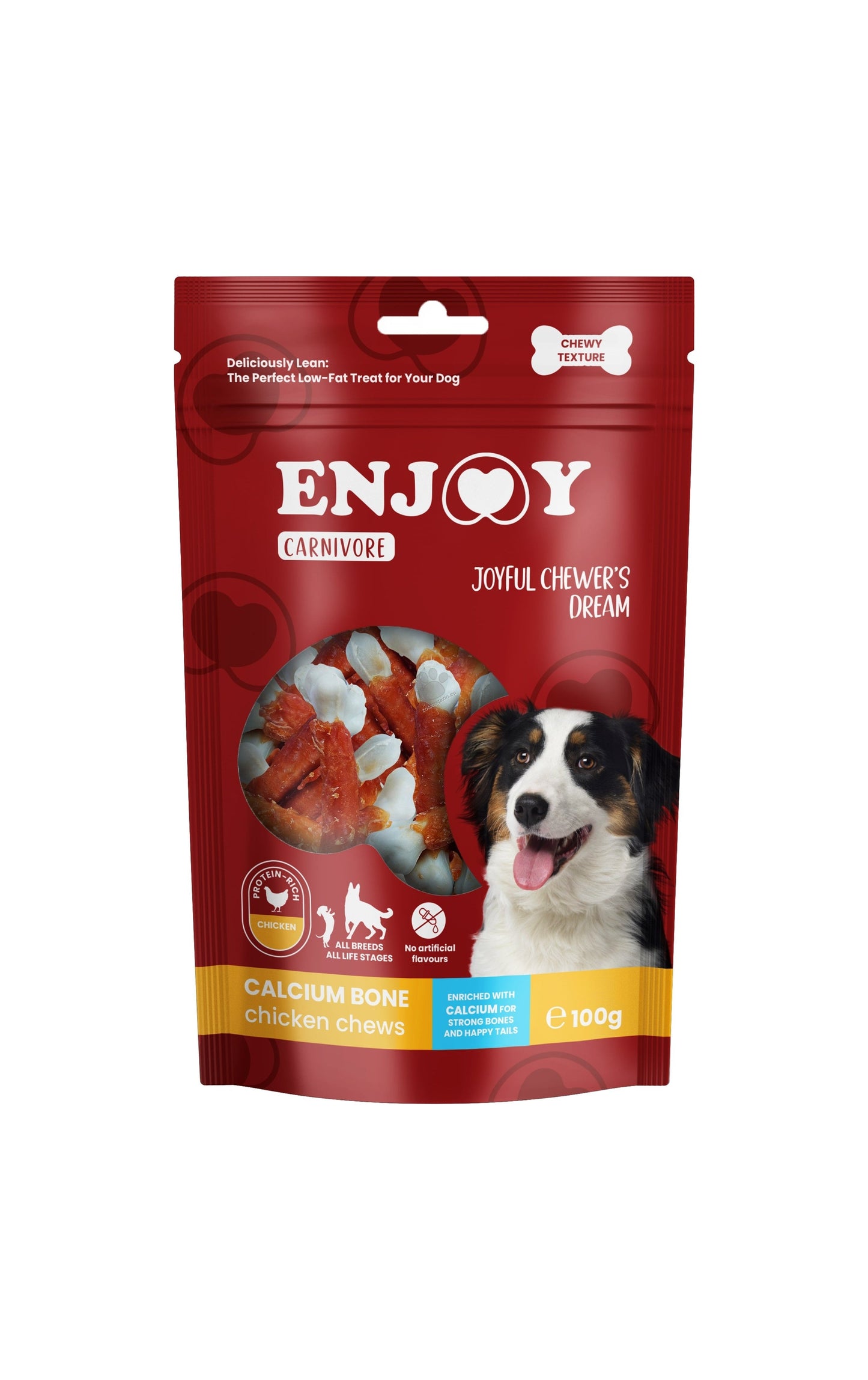 РАЗПРОДАЖБА Enjoy Carnivore Calcium Bone Chicken Chews - калциево кокалче с пилешко месо 100 гр