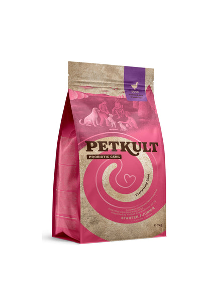 Petkult Probiotic Starter&Junior- храна за чувствителни кучета под 12 месеца с патешко и кафяв ориз