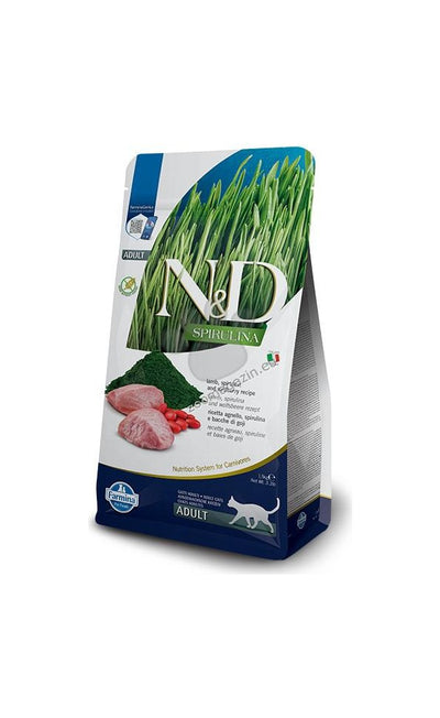 N&D SPIRULINA CAT LAMB & WOLFBERRY ADULT - пълноценна храна със спирулина за котки над 1г. с агне и годжи бери 1.5кг
