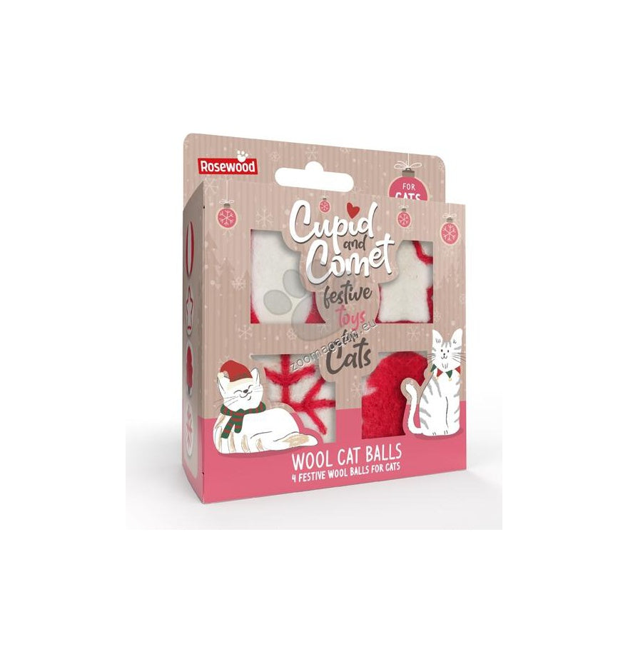 Rosewood Wool Cat Balls - играчка за котки 4 бр