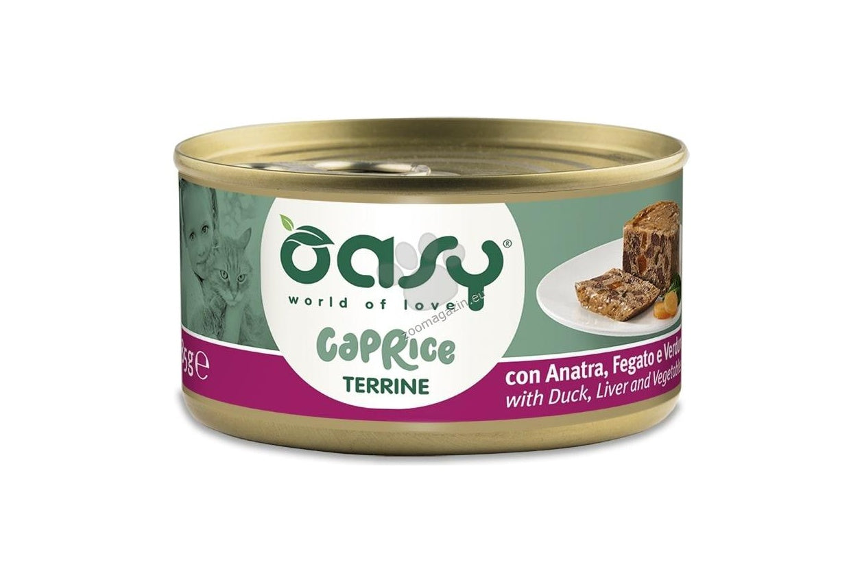 Oasy Caprice Terrine with Duck Liver and Vegetables - Терин за котки с патешко месо, черен дроб и зеленчуци 85 гр.
