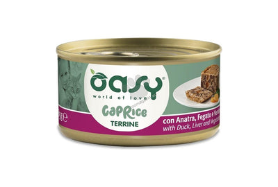 Oasy Caprice Terrine with Duck Liver and Vegetables - Терин за котки с патешко месо, черен дроб и зеленчуци 85 гр.