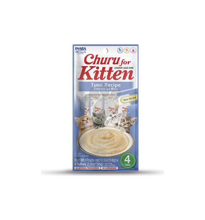 Inaba Churu Kitten Tuna - кремообразно лакомство за подрастващи котенца с риба тон 4 х 14 грама