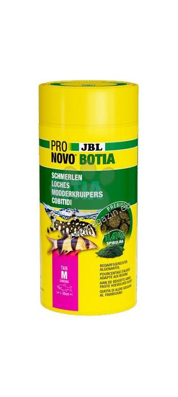 JBL Pronovo Botia Tab M - храна на таблетки за всички видове сомови декоративни риби като боции, декоративни скатчета, анциструси, и малки видове змиорки с дължина 1 – 20 см.