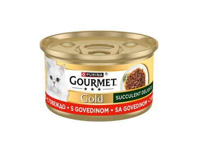 Gourmet Gold Succulent Delights with Beef - консерва за котки с говеждо месо 85 гр