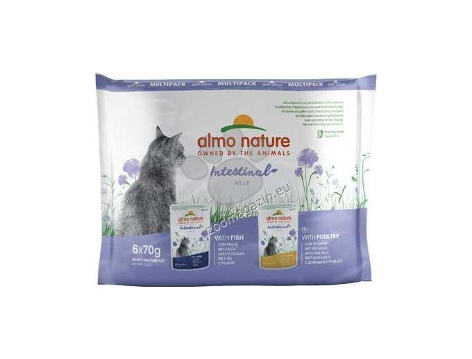 Almo Nature Inttestinal Help Multipack with Fish and Poultry - мултиопаковка паучове за котка с храносмилателна чувствителност с риба и пилешко месо 6 x 70 гр