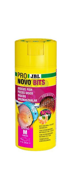JBL ProNovo Bits Grano Click M - oсновна храна на гранули за дискуси южноамерикански цихлиди 250 мл