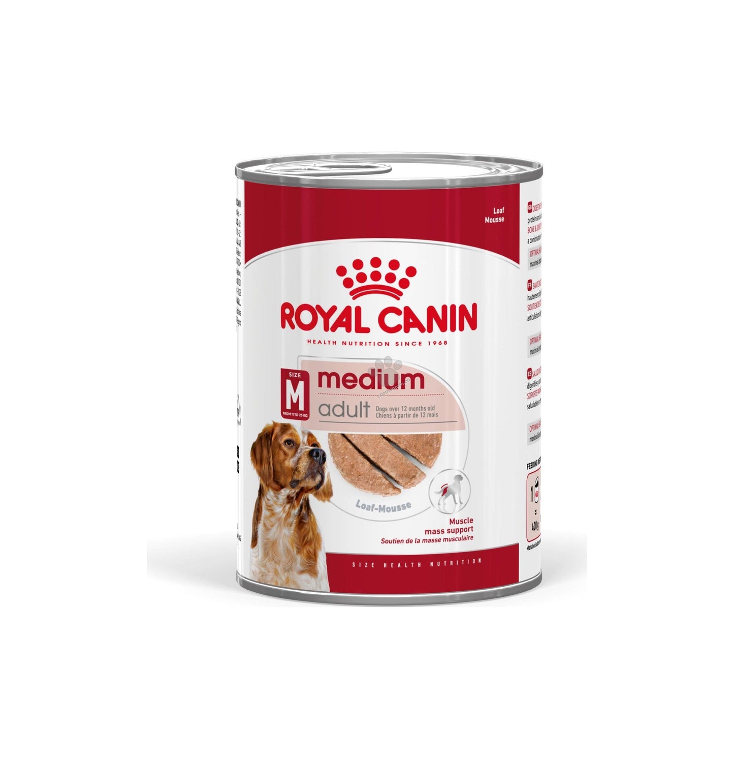 РАЗПРОДАЖБА Royal Canin Medium Adult Muscle Mass Support - консерва за кучета в зряла възраст от средни породи (от 11 до 25кг) - oт 12 месеца до 7 години 410 гр.