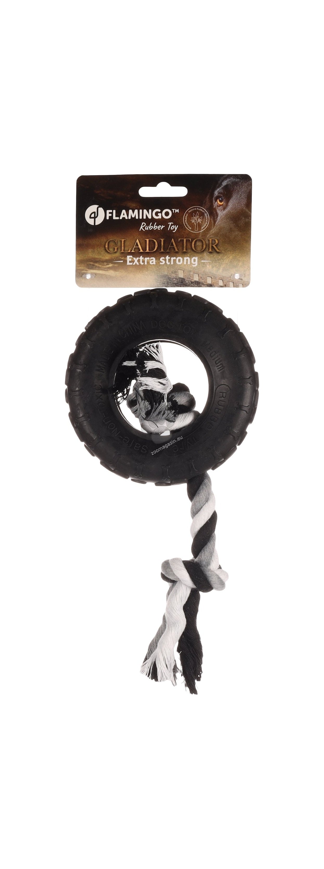 Flamingo Toy Gladiator Tyre with Rope Black - играчка за кучета 30 см.