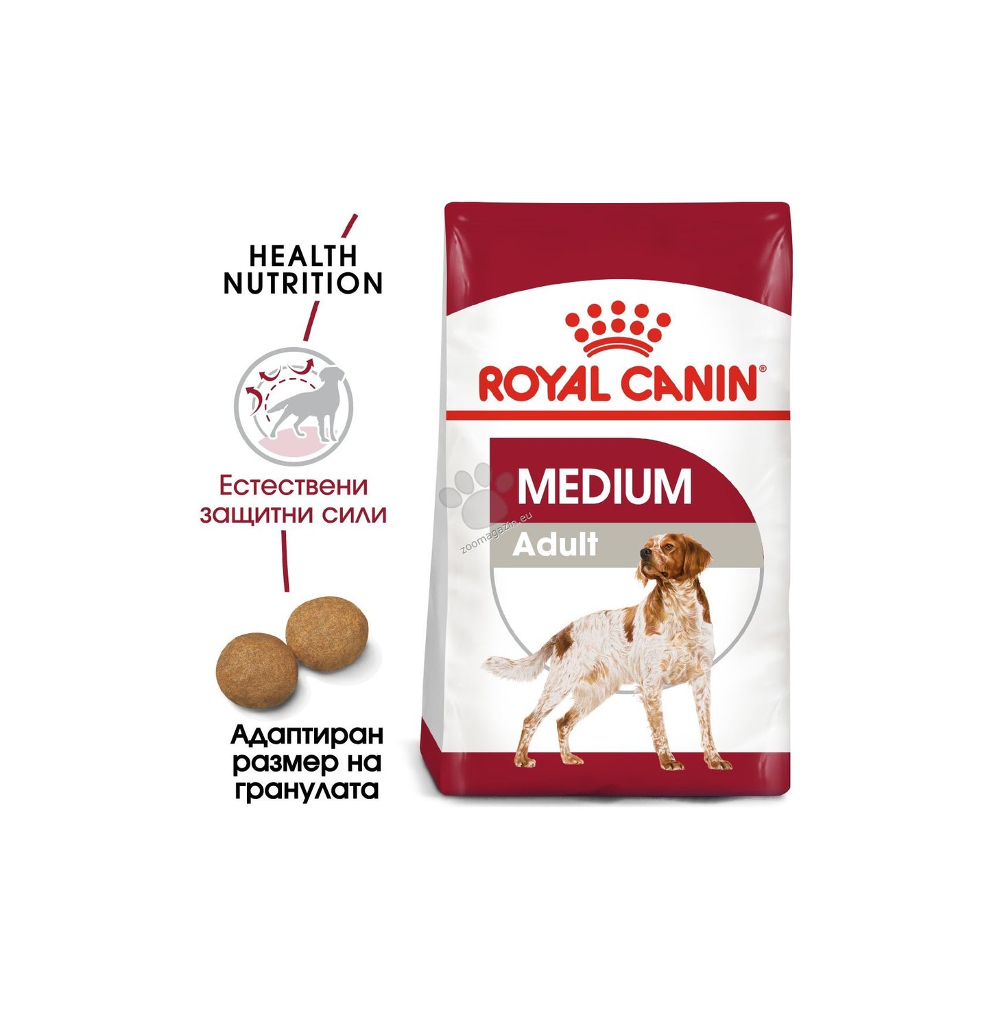 Royal Canin Medium Adult - пълноценна храна за кучета от средните породи, с тегло от 11 до 25 кг.,над 12 месечна възраст 15 + 3кг