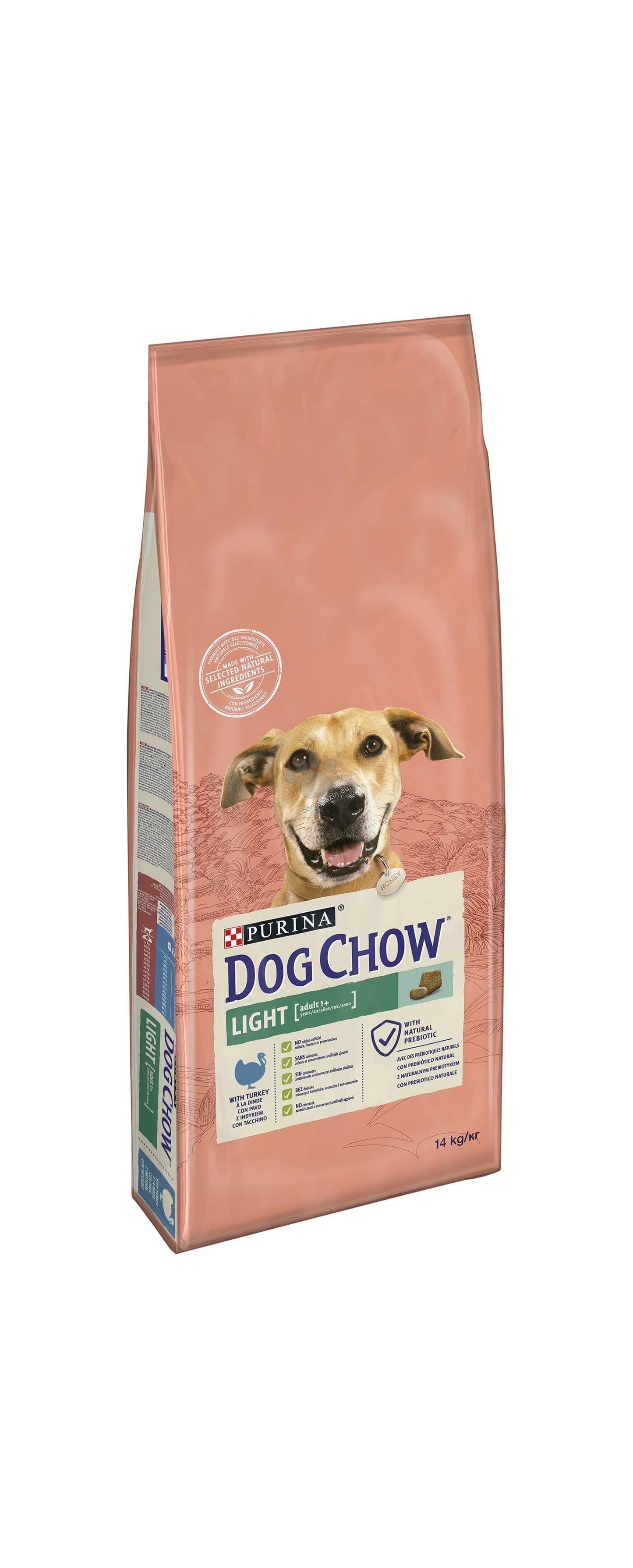 Dog Chow Аdult Light - пълноценна нискокалорична храна за кучета в зряла възраст с пуйка