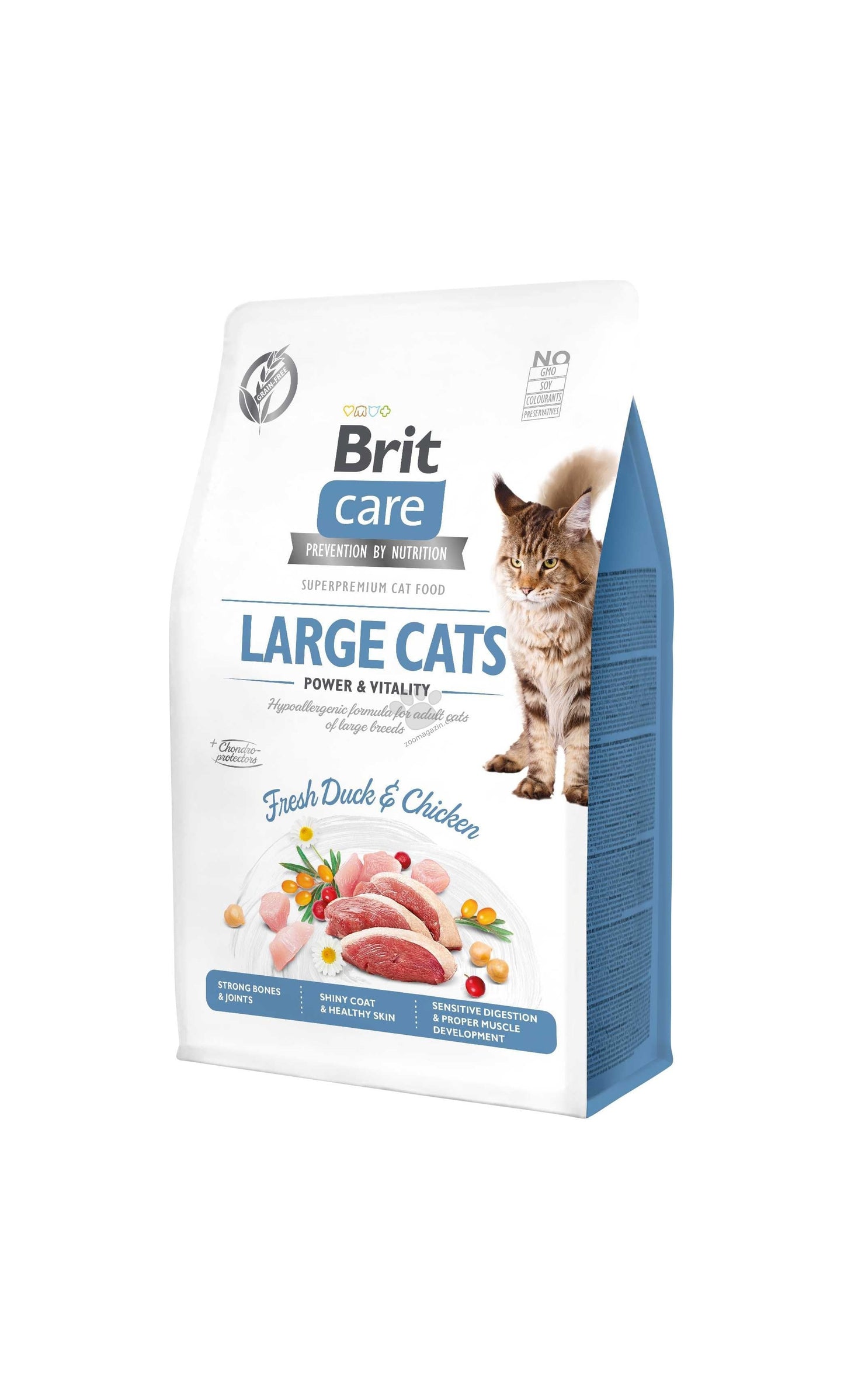 Brit Care Grain-Free Large Cats Power and Vitality - пълноценна суха храна за котки от едри породи 400 гр