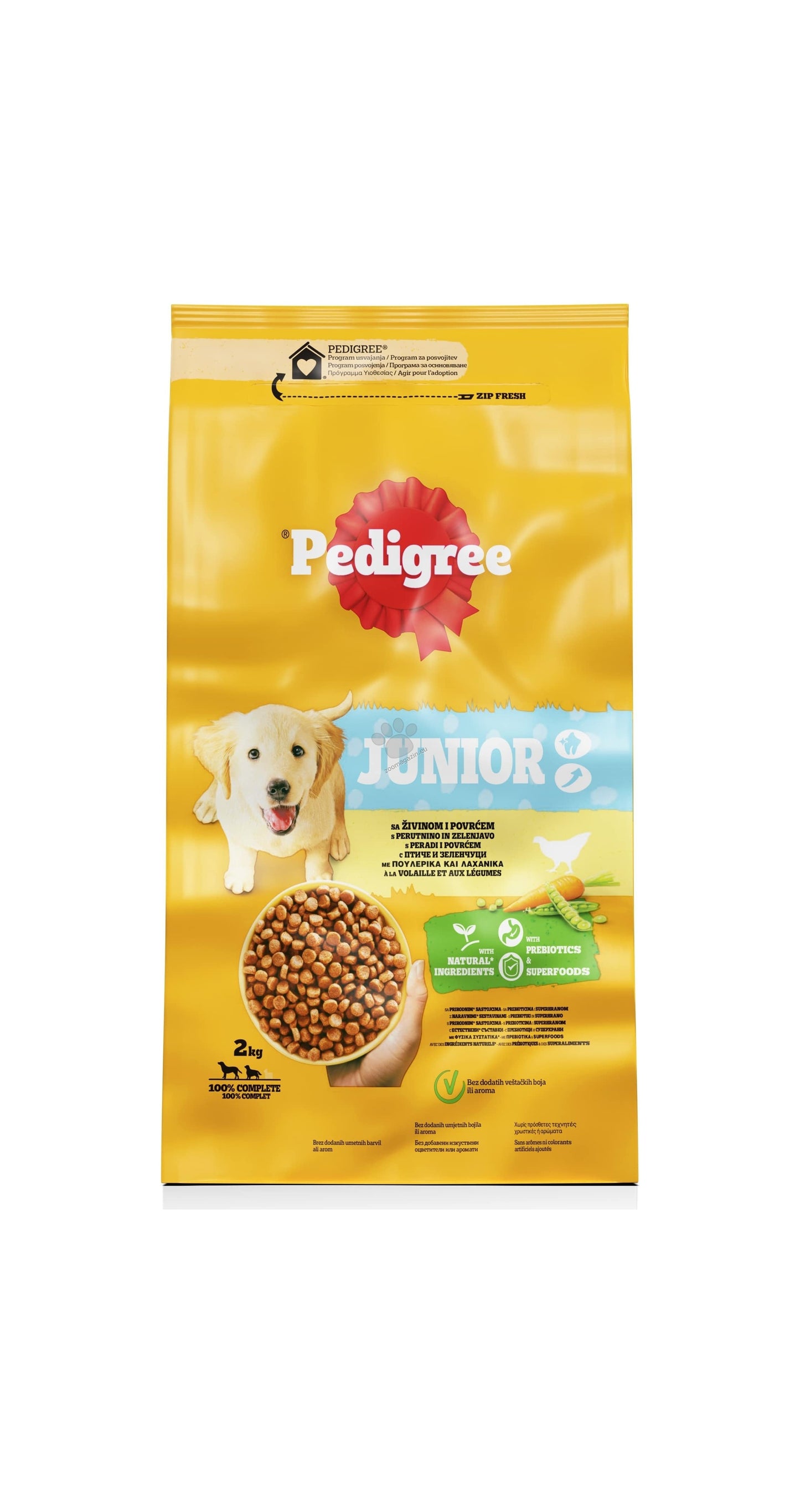 Pedigree Junior Chicken and Vegetables - пълноценна храна за подрастващи кучета с пиле и зеленчуци