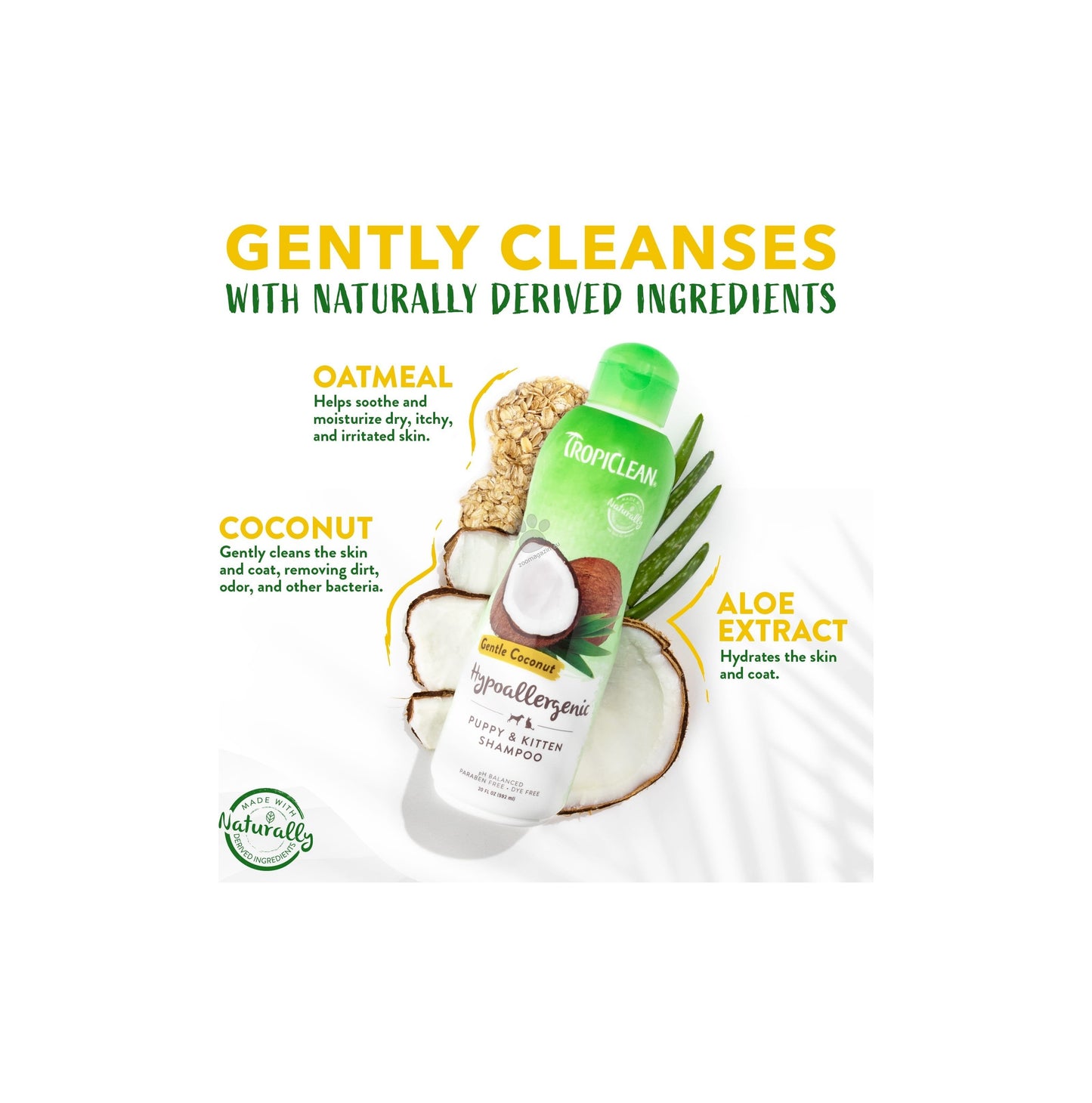 TropiClean Gentle Coconut Hypoallergenic Puppy and Kitten Shampoo - шампоан за кученца и котенца 355 мл