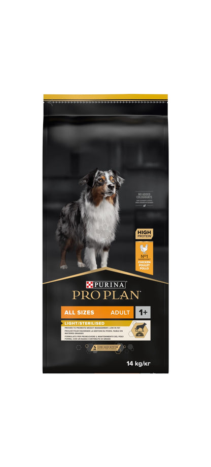 Pro Plan All Size Light and Sterilised - пълноценна храна за кастрирани кучета с пилешко месо 14 кг