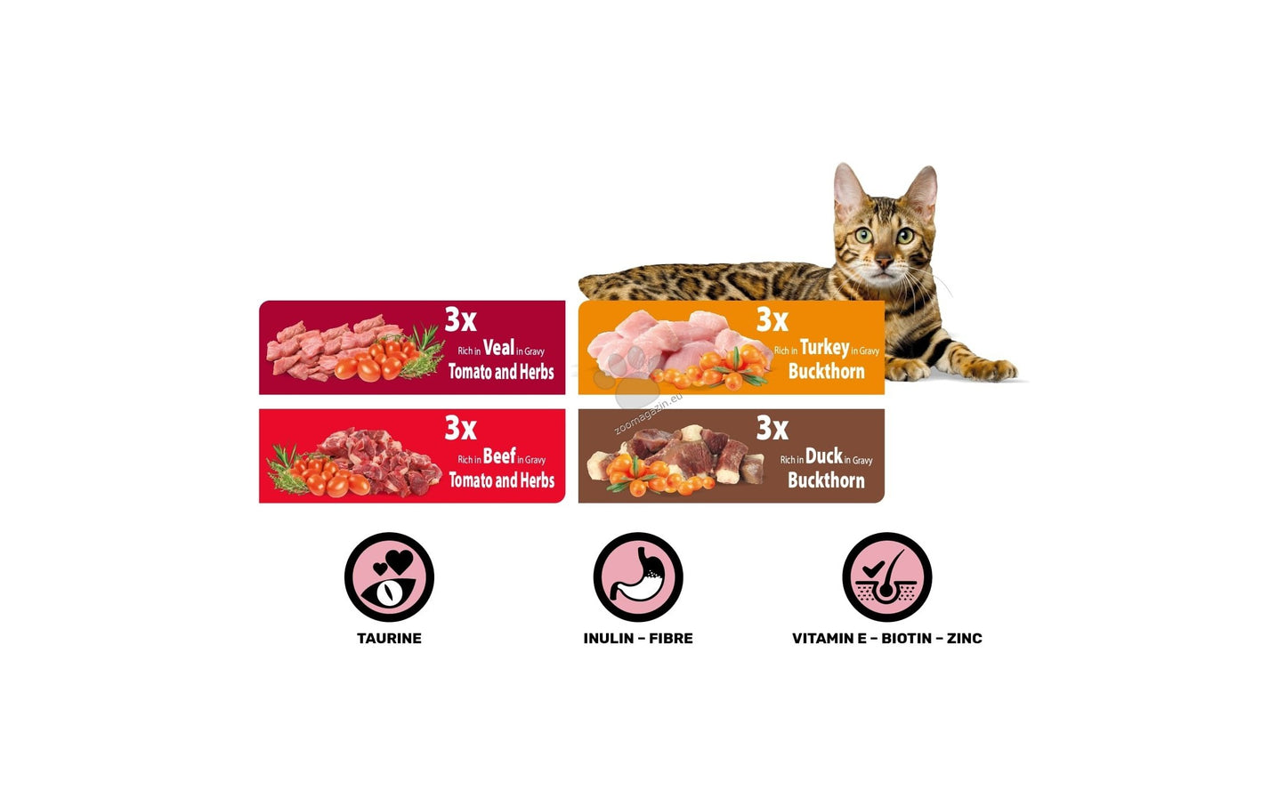 Rasco Premium Adult Multipack - паучове за котка с телешко, говеждо, патешко и пилешко 12 х 85 гр.