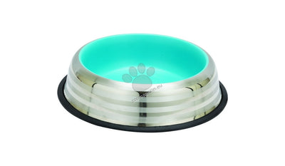 Enjoy Castron Inox Pisica Blue and Silver Stripes - метална купа с кант в син цвят