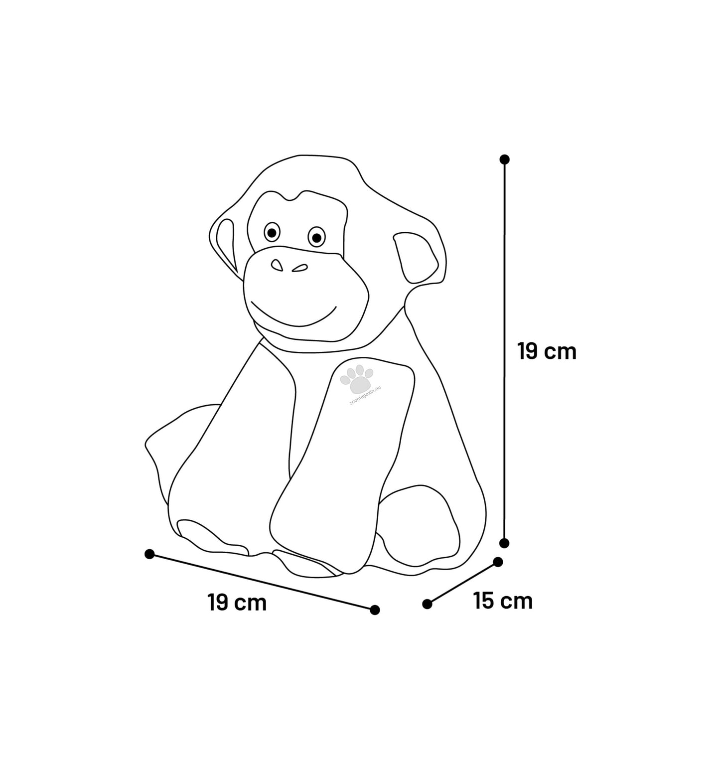 Flamingo Toy Drala Sitting Monkey - плюшена играчка 19 / 15 / 19 см