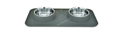 Enjoy Set 2 Castroane Inox&Suport Silicon - правоъгълна двойна купа със силиконов кант в сиво 2 x 320 мл