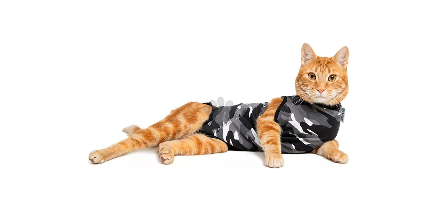 Suitical Recovery Suit Xsmall Cat Black - медицинска дрешка за котки с дължина на гърба 40-45 см.