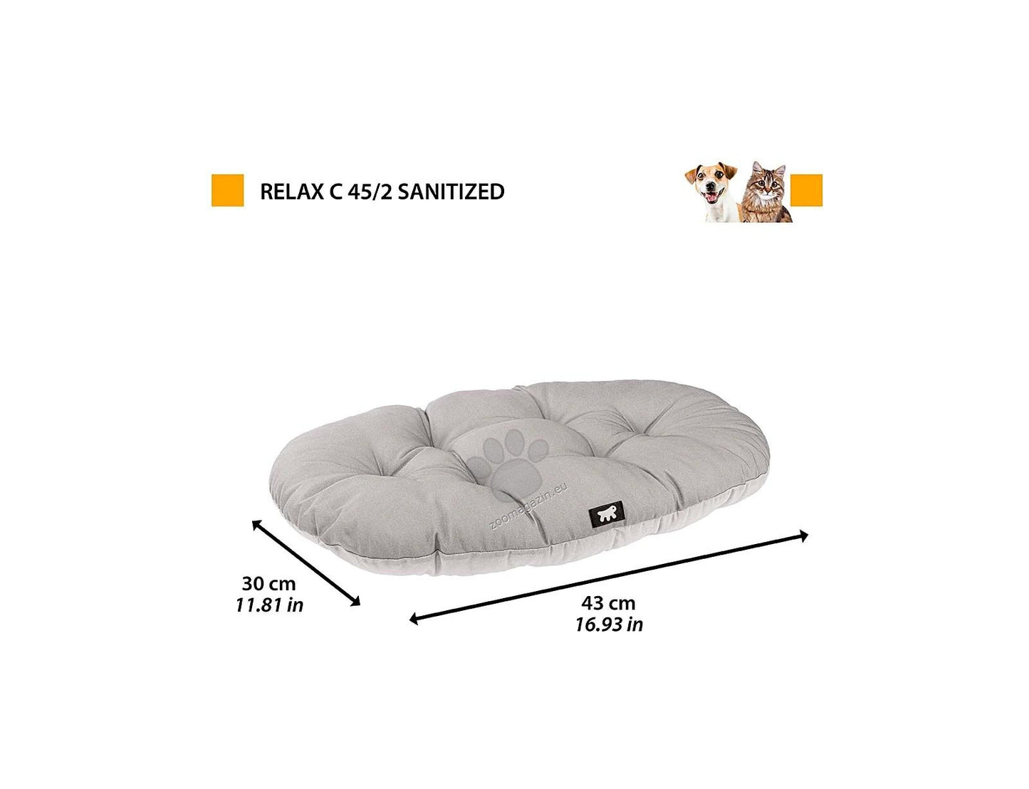 Ferplast Relax Sanitized Grey - мека възглавница за кучета и котки, сива