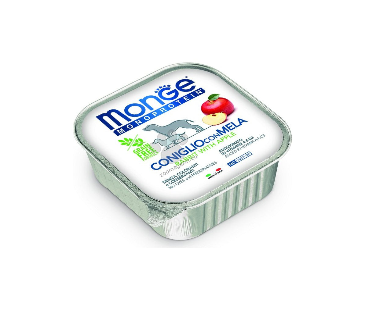 Monge Monoprotein Pate Rabbit with Apple - пастет за кучета в зряла възраст със заешко месо и ябълка 150 гр