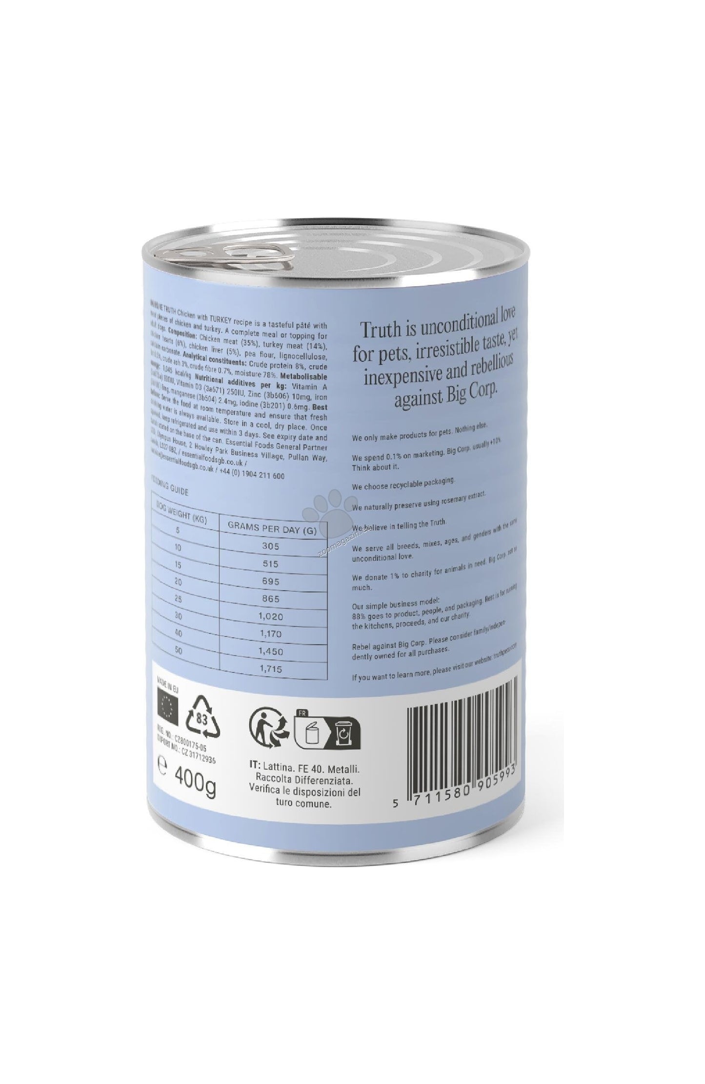 Truth Chicken and Turkey Pate Recipe - пълноценен пастет за кучета с пиле и пуйка 400 гр.