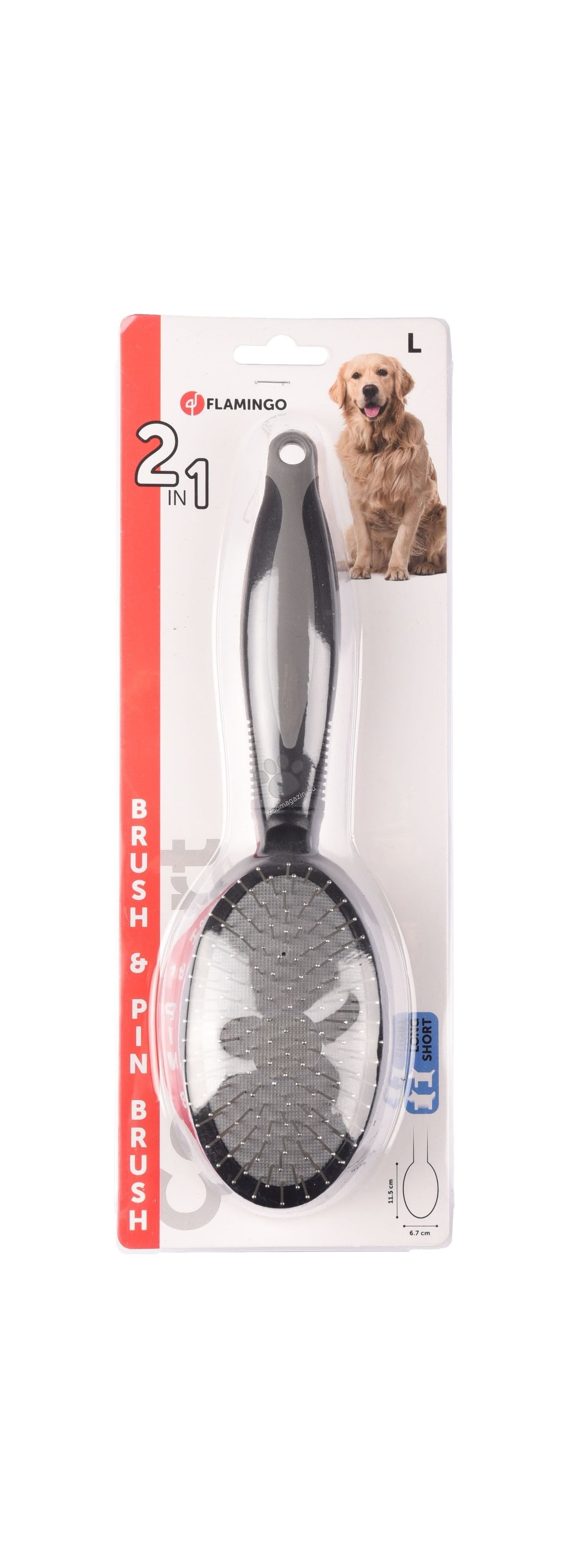 FLAMINGO Brush & Pin brush Comfort L - Двустранна четка за кучета 25см.