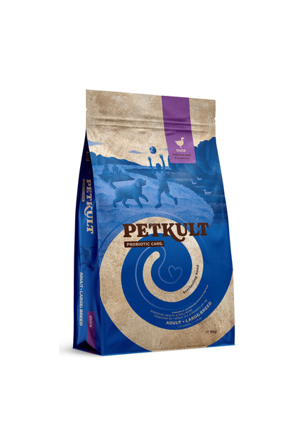 Petkult Probiotic Adult Large - храна за чувствителни кучета от големи породи с патешко и кафяв ориз 8 кг