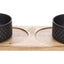 Flamingo Feeding and Drinking bowl Duo Dinner Nervo - купички с дървена поставка 2 х 1,7 л
