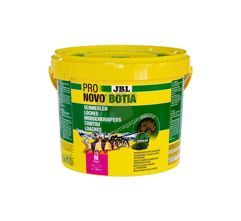 JBL Pronovo Botia Tab M - храна на таблетки за всички видове сомови декоративни риби като боции, декоративни скатчета, анциструси, и малки видове змиорки с дължина 1 – 20 см.