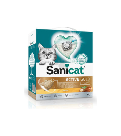 Sanicat Active Gold Argan - бентонитова котешка тоалетна 6 л