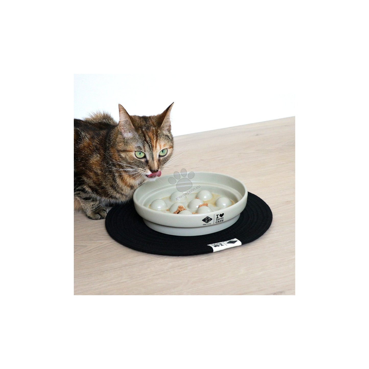 I Love Happy Cats Ceramic Slow Feeding Bowl Dot - керамична купа за бавно хранене за котки