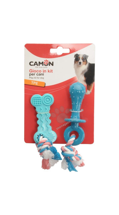 Camon TPE Pacifier and Bone with Rope - играчка за куче 10 см