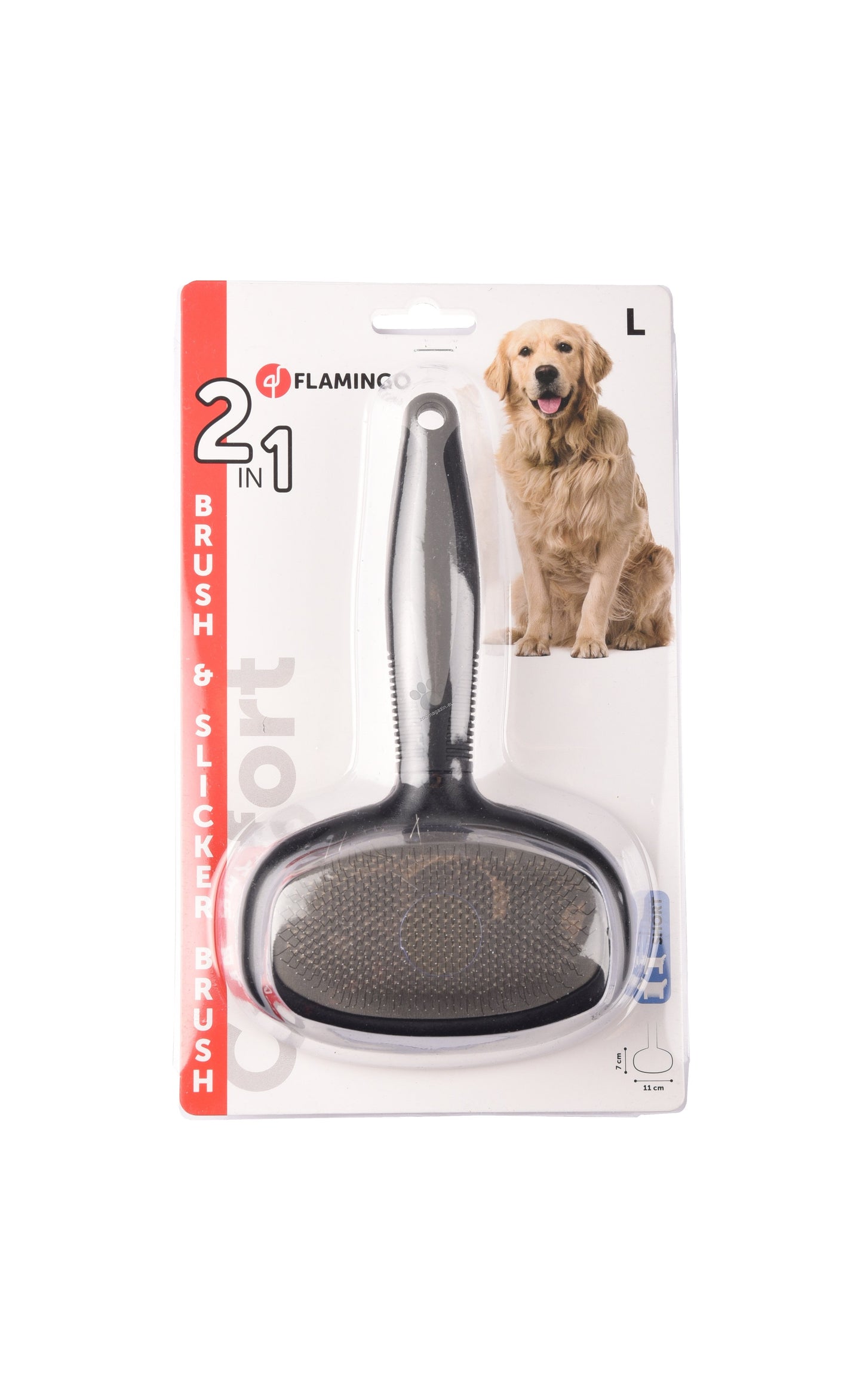Flamingo Brush and Slicker Comfort L - двустранна четка 11,3 / 7 см.