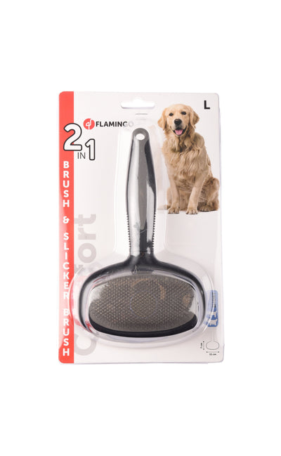 Flamingo Brush and Slicker Comfort L - двустранна четка 11,3 / 7 см.