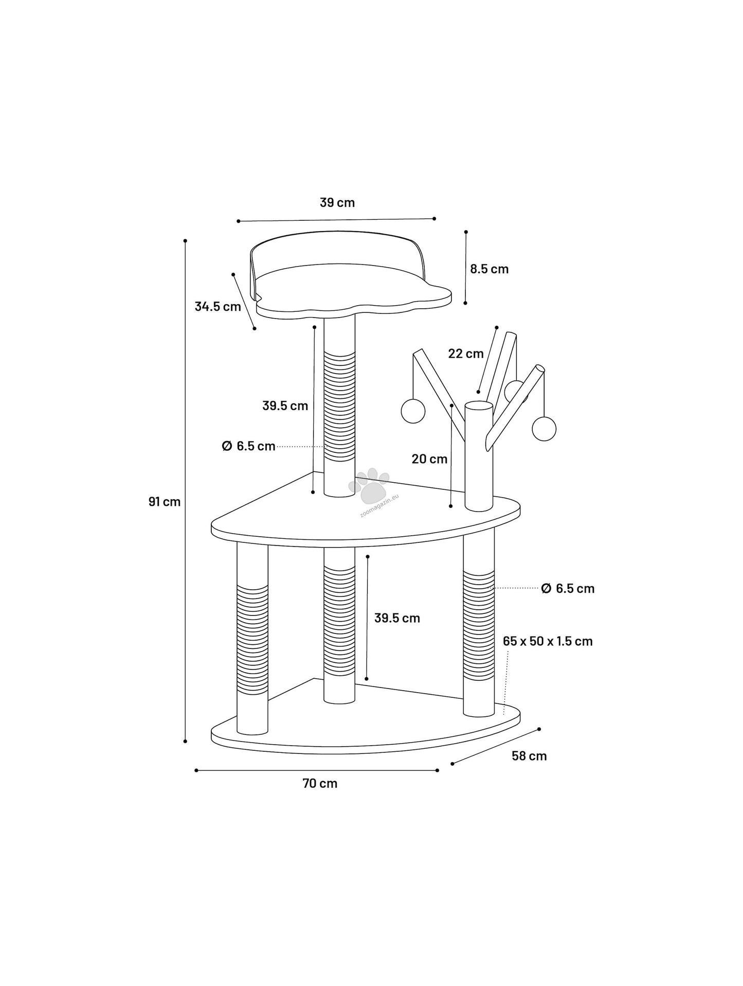 Flamingo Scratching Tree Kira Grey - котешка катерушка 70 / 58 / 91 см