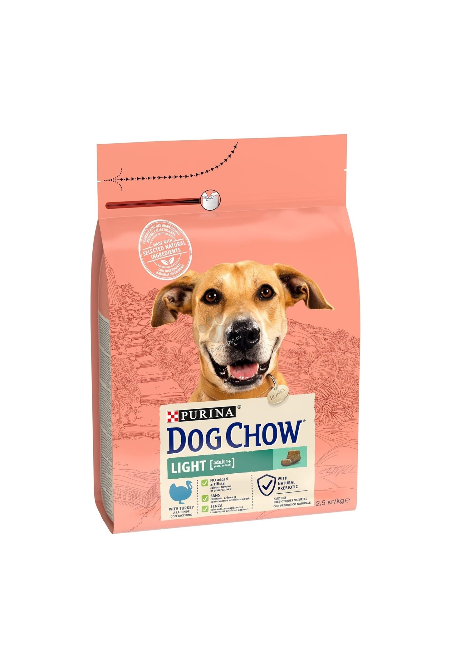 Dog Chow Аdult Light - пълноценна нискокалорична храна за кучета в зряла възраст с пуйка