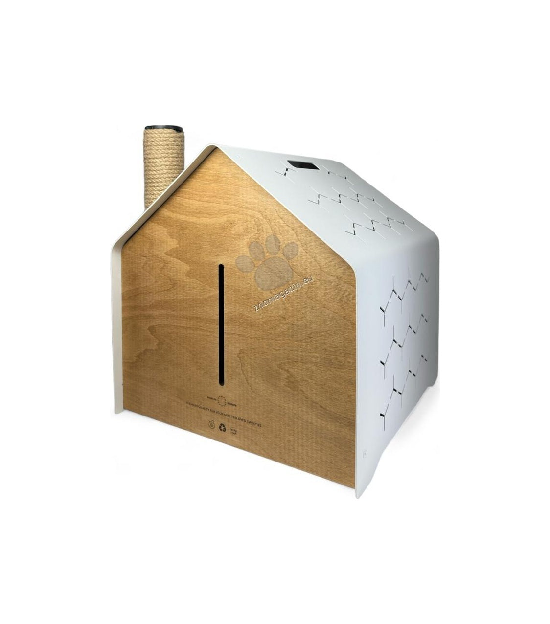 Cadoo Krabi Chimney Soft White - луксозна къщичка за домашни любимци 52 / 50 / 50