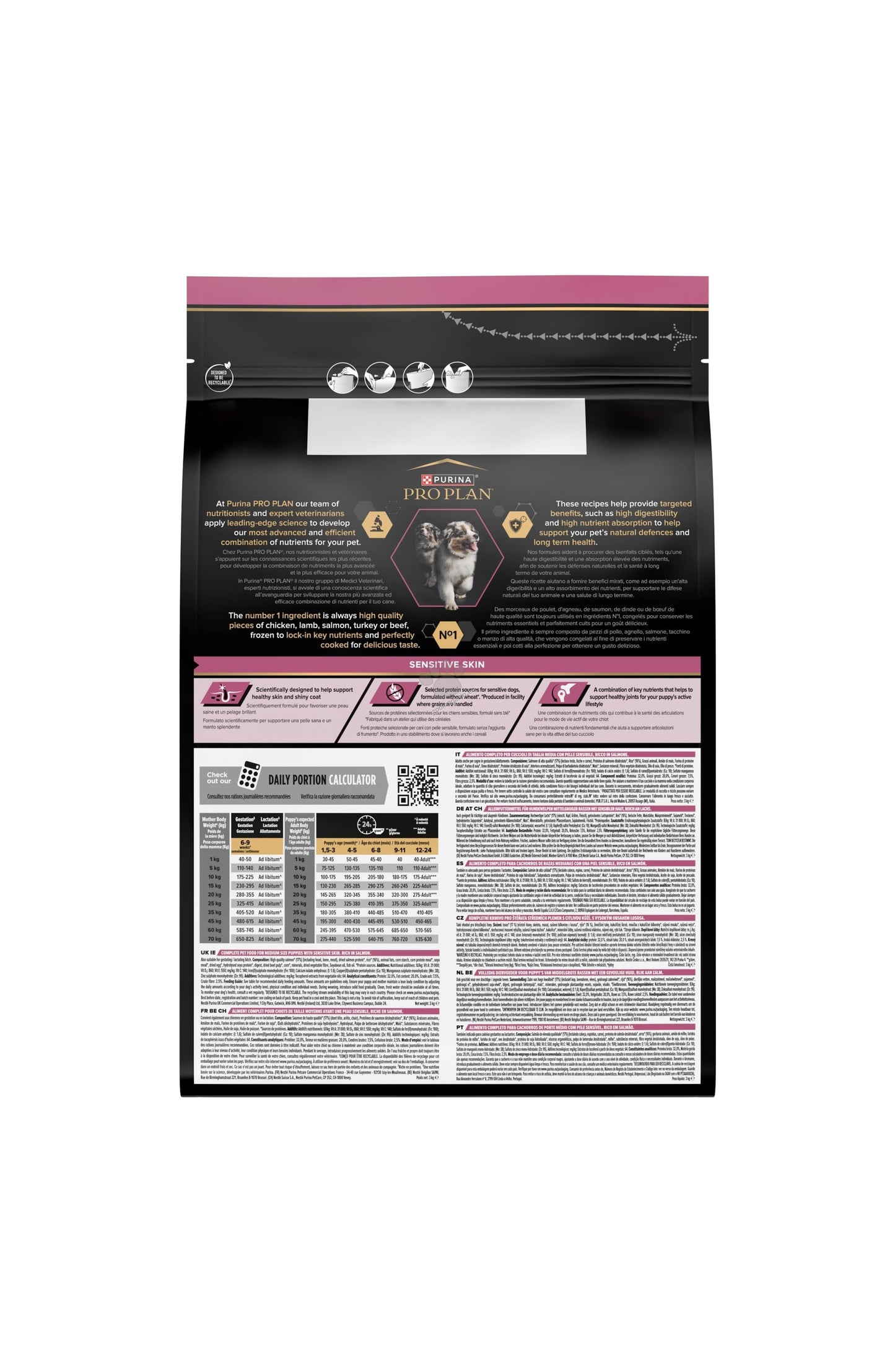 Pro Plan Medium Puppy Salmon - пълноценна храна със сьомга за кученца от средни породи 3 кг