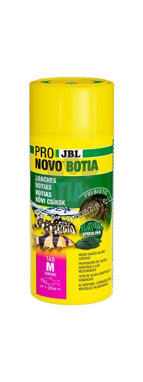 JBL Pronovo Botia Tab M - храна на таблетки за всички видове сомови декоративни риби като боции, декоративни скатчета, анциструси, и малки видове змиорки с дължина 1 – 20 см.