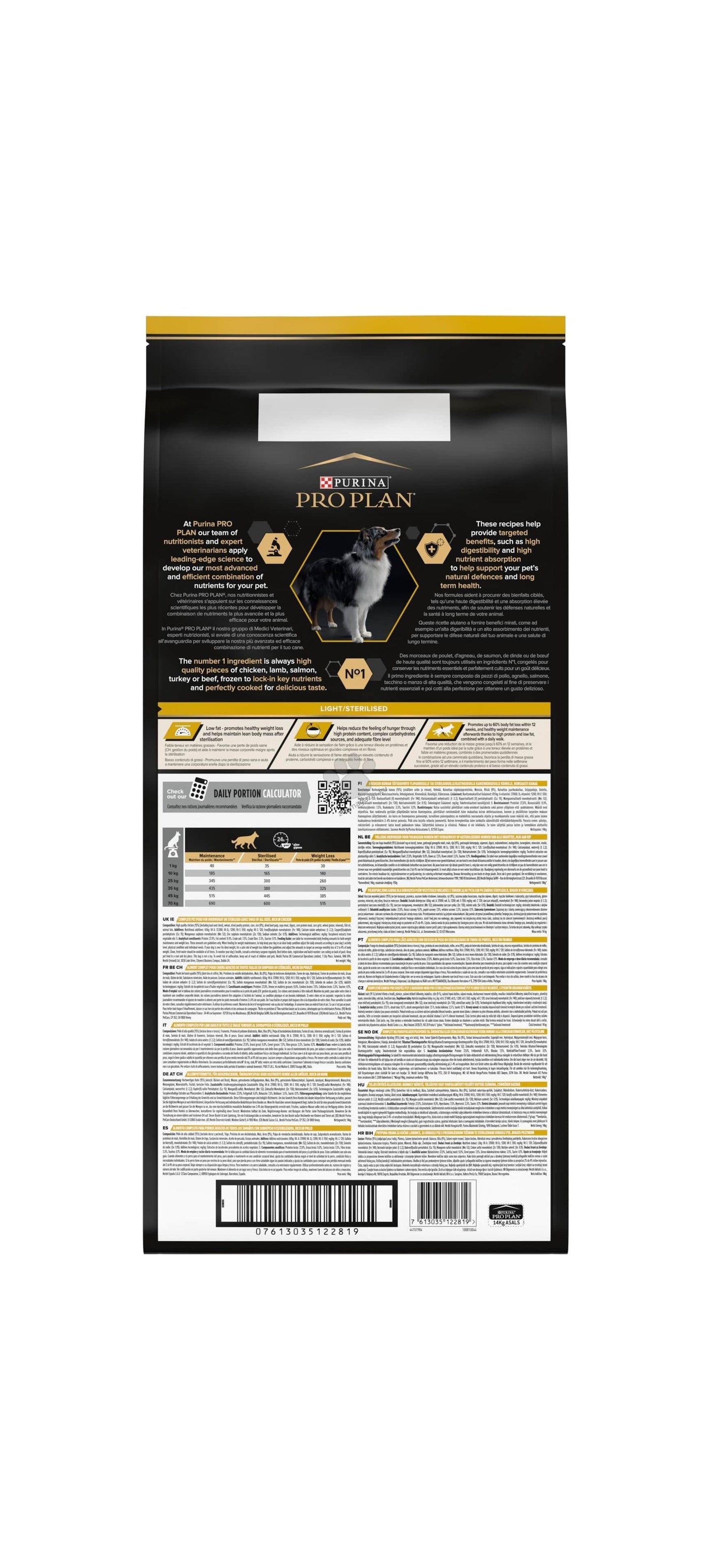 Pro Plan All Size Light and Sterilised - пълноценна храна за кастрирани кучета с пилешко месо