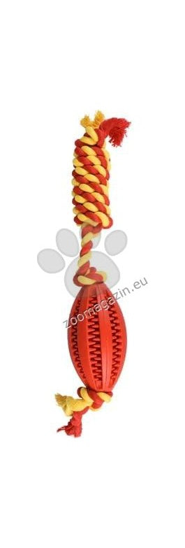 Flamingo Rubber Rugby Ball with Rope - дентална играчка с въже 11 см.