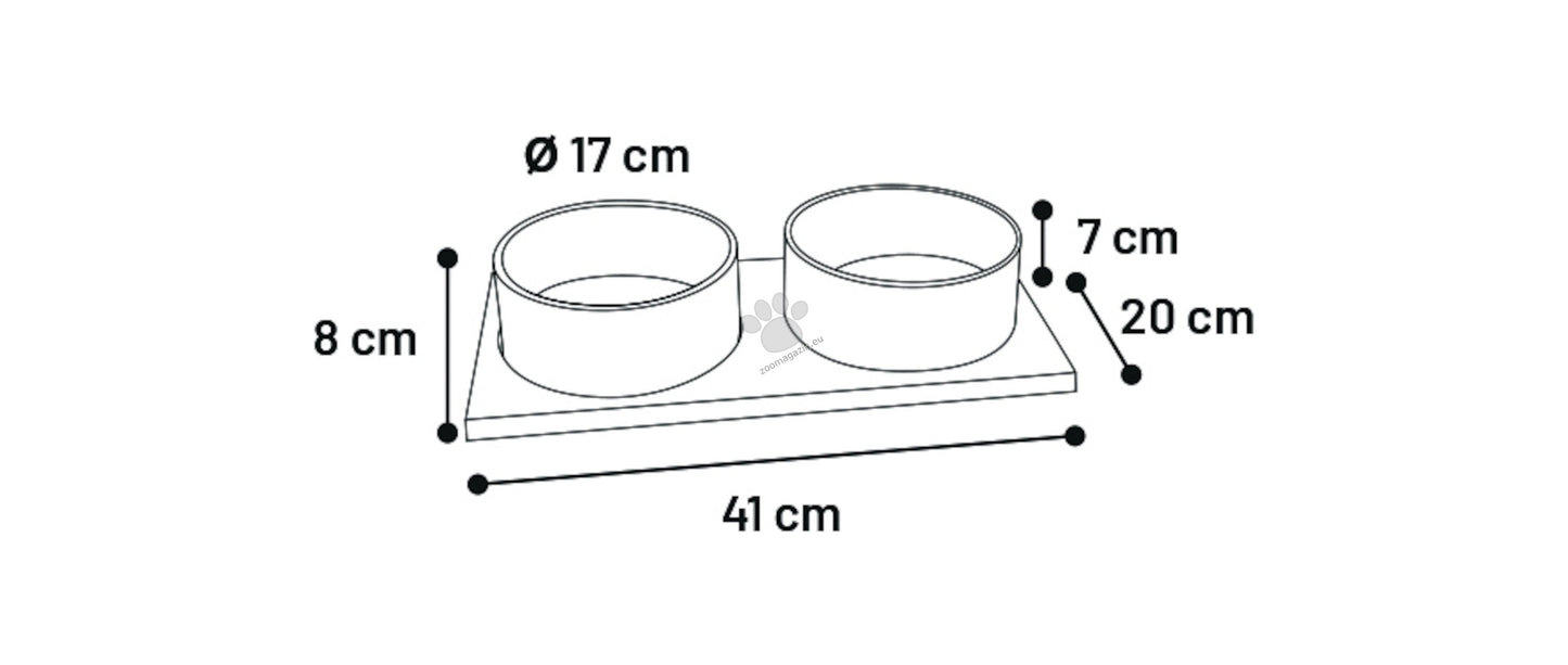 Flamingo Feeding and Drinking bowl Duo Dinner Nervo - купички с дървена поставка 2 х 1,7 л