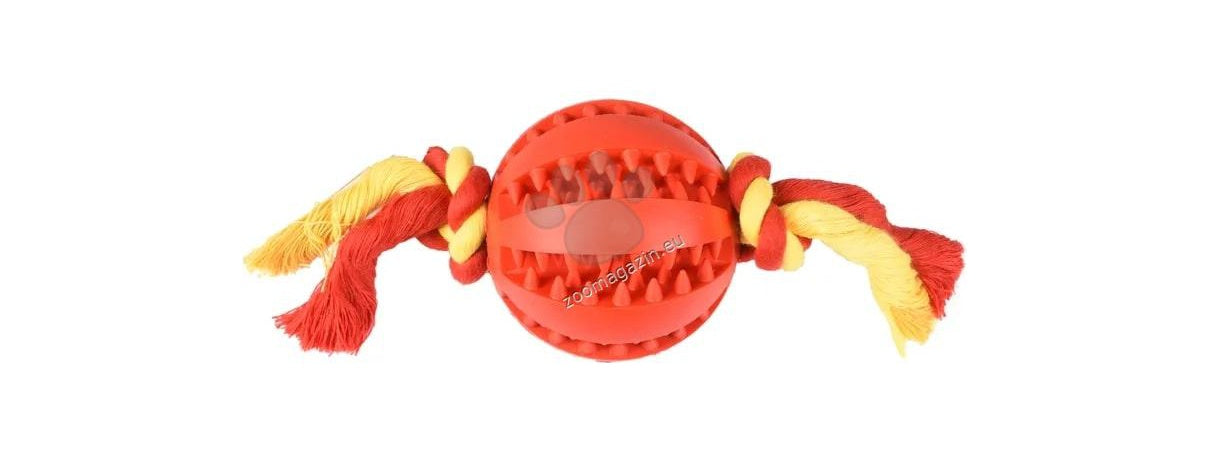 Flamingo Rubber Dental Ball with Rope - дентална топка за куче с въже 7 см.