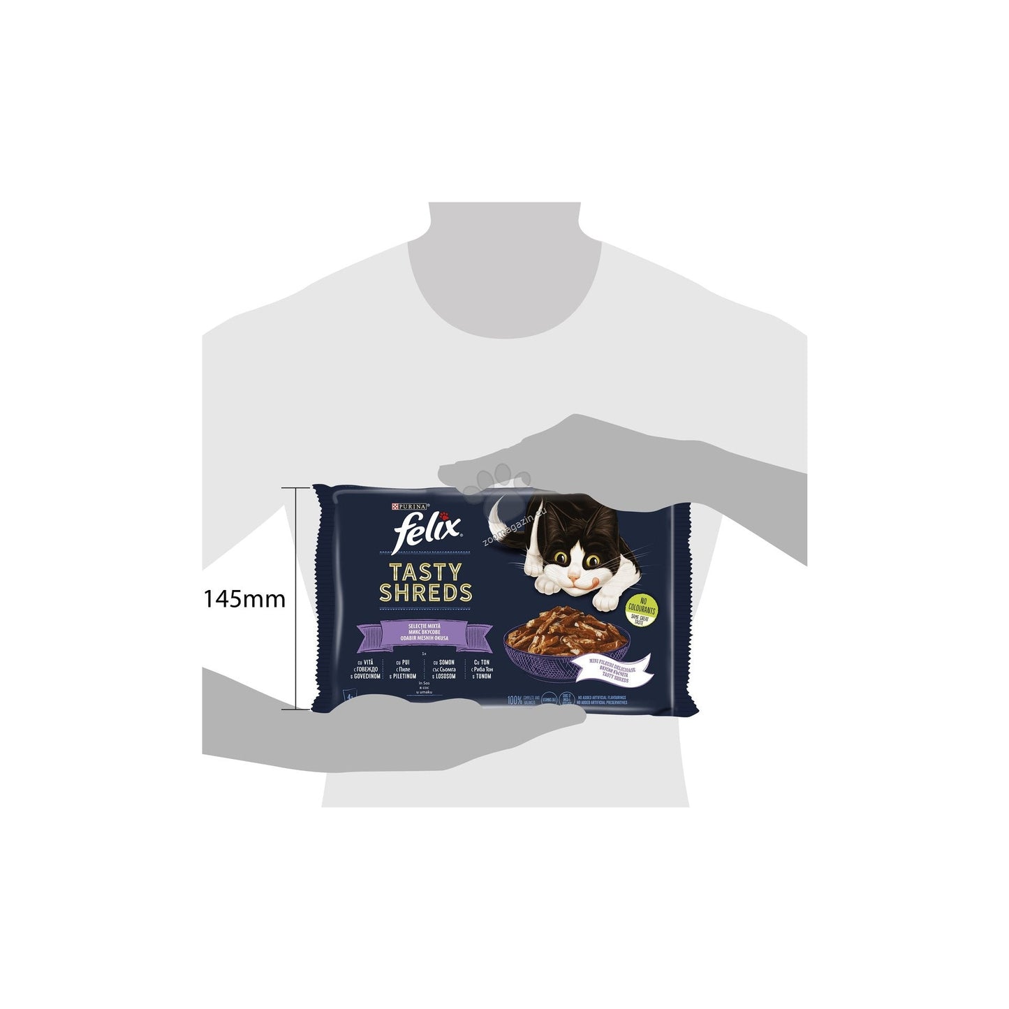 FELIX Tasty Shreds Mix - пълноценна храна за котки в зряла възраст 4х80гр.