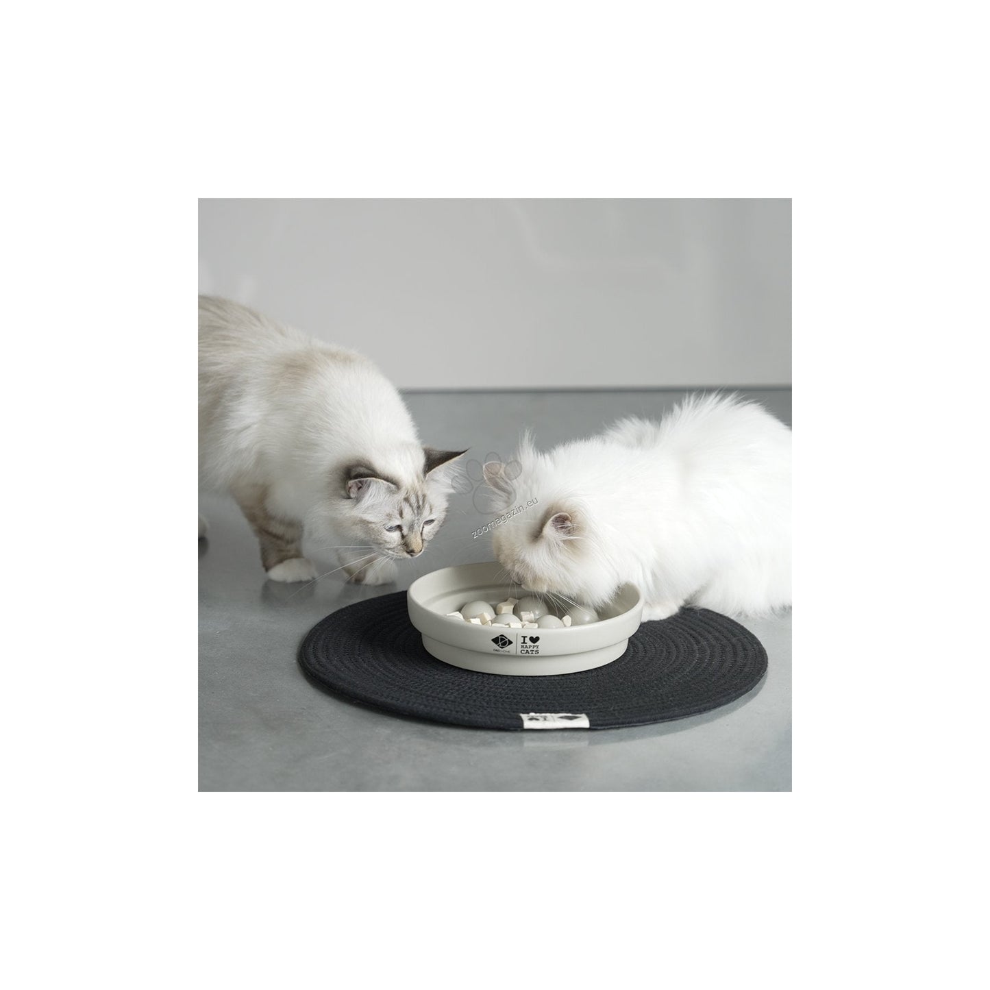 I Love Happy Cats Ceramic Slow Feeding Bowl Dot - керамична купа за бавно хранене за котки