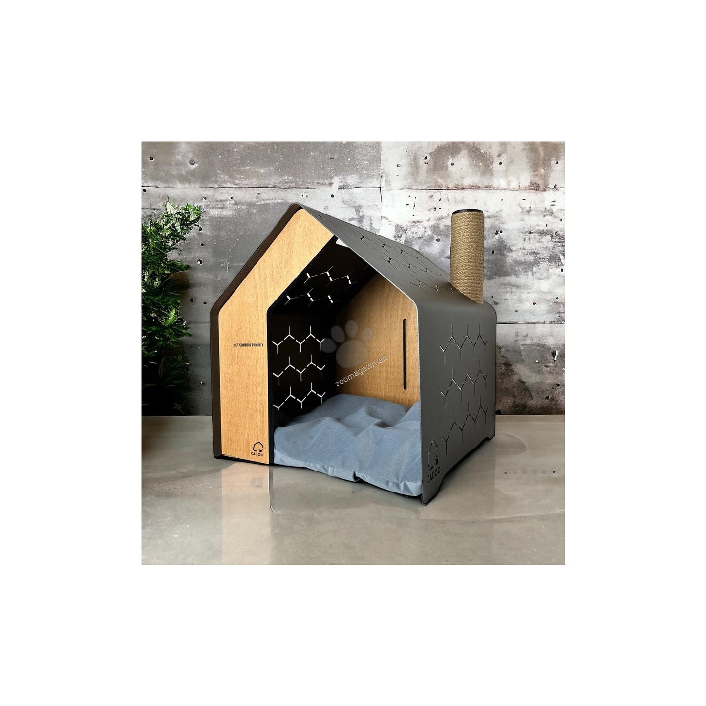 Cadoo Krabi Chimney Midnight Black - луксозна къщичка за домашни любимци 52 / 50 / 50