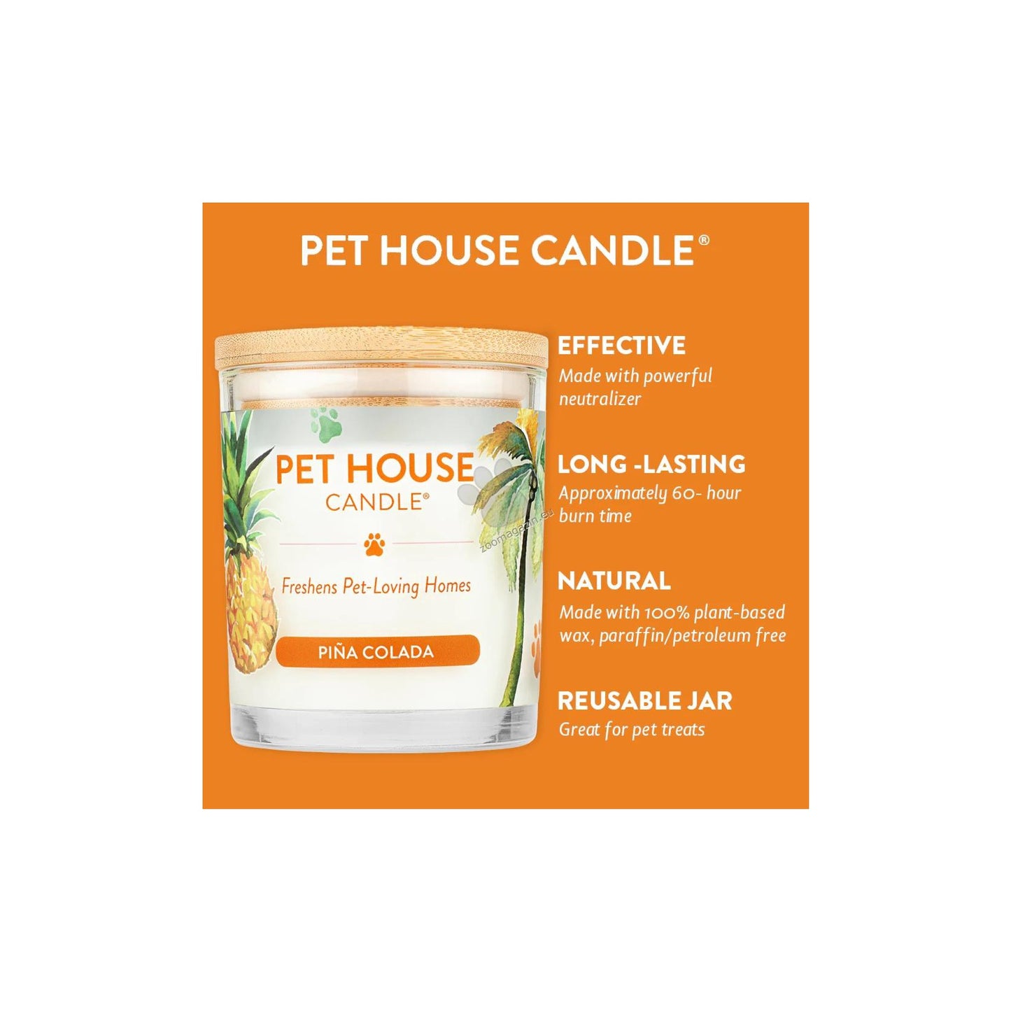 Pet House Candles Pina Colada - натурална свещ с аромат на пина колада 255 гр