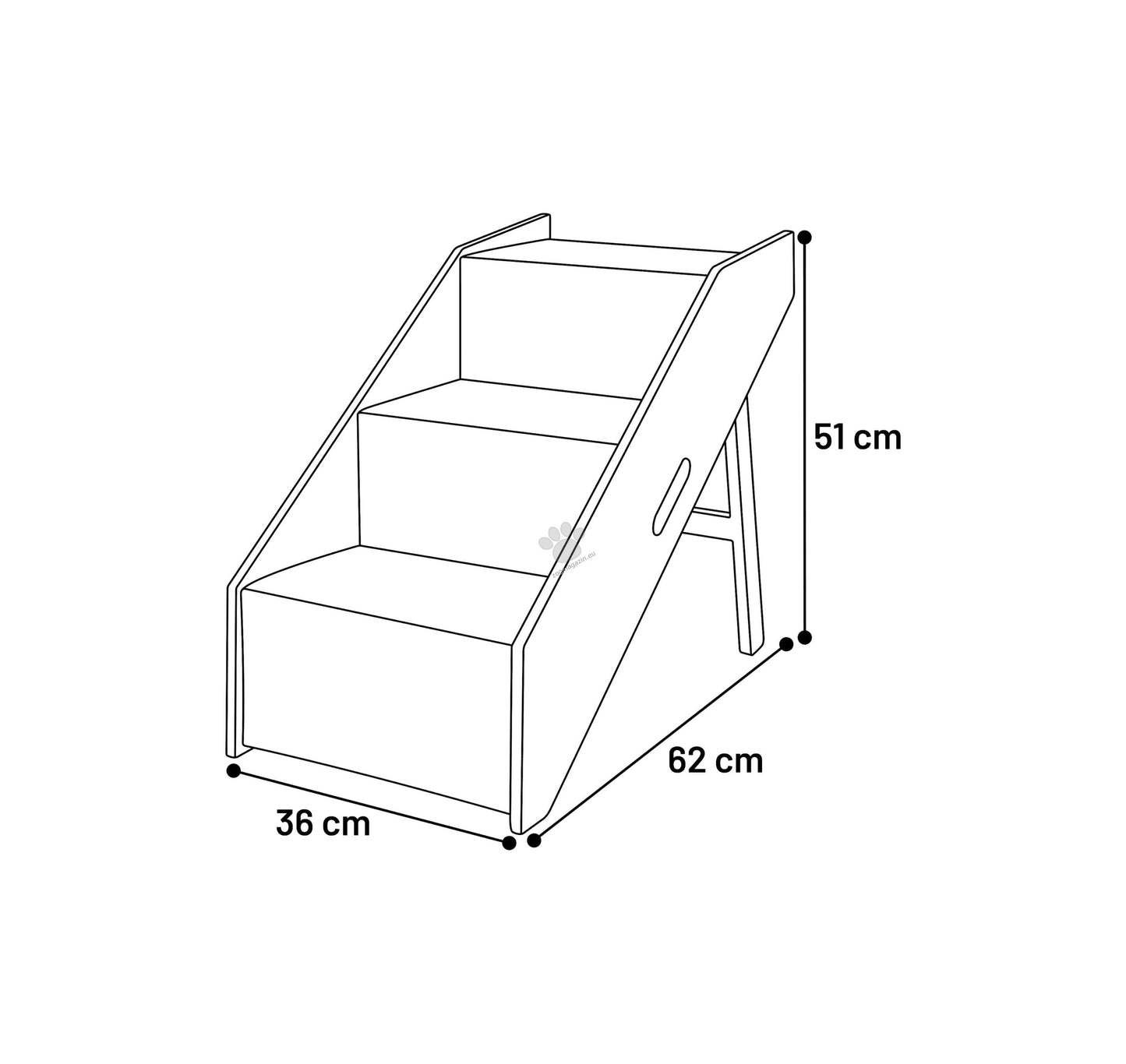 Flamingo Stairs and Dog Ramp Pino - 2 в 1 стълба и рампа за кучета 62 / 36 / 51 см